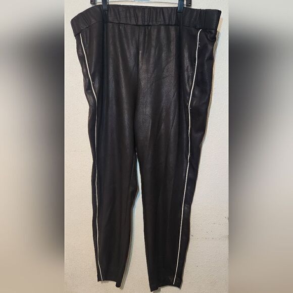 Lane Bryant Faux Leather Rhinestone Embellished Pants size 26/28 - Picture 4 of 12